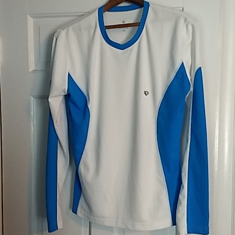 Pearl Izumi White and Blue Long Sleeve Performance Top